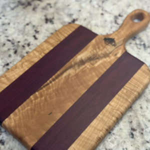 Tiger Maple & Purpleheart Cutting Board – Serving Board - Straight Sides